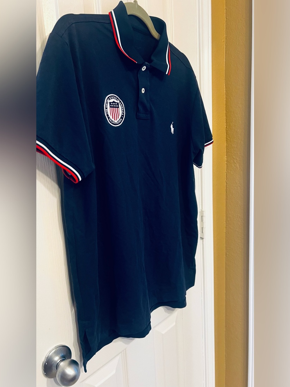 Polo Ralph Lauren USA Shield Crest Navy Polo Patriotic Americana Men’s Size L - Picture 2 of 10